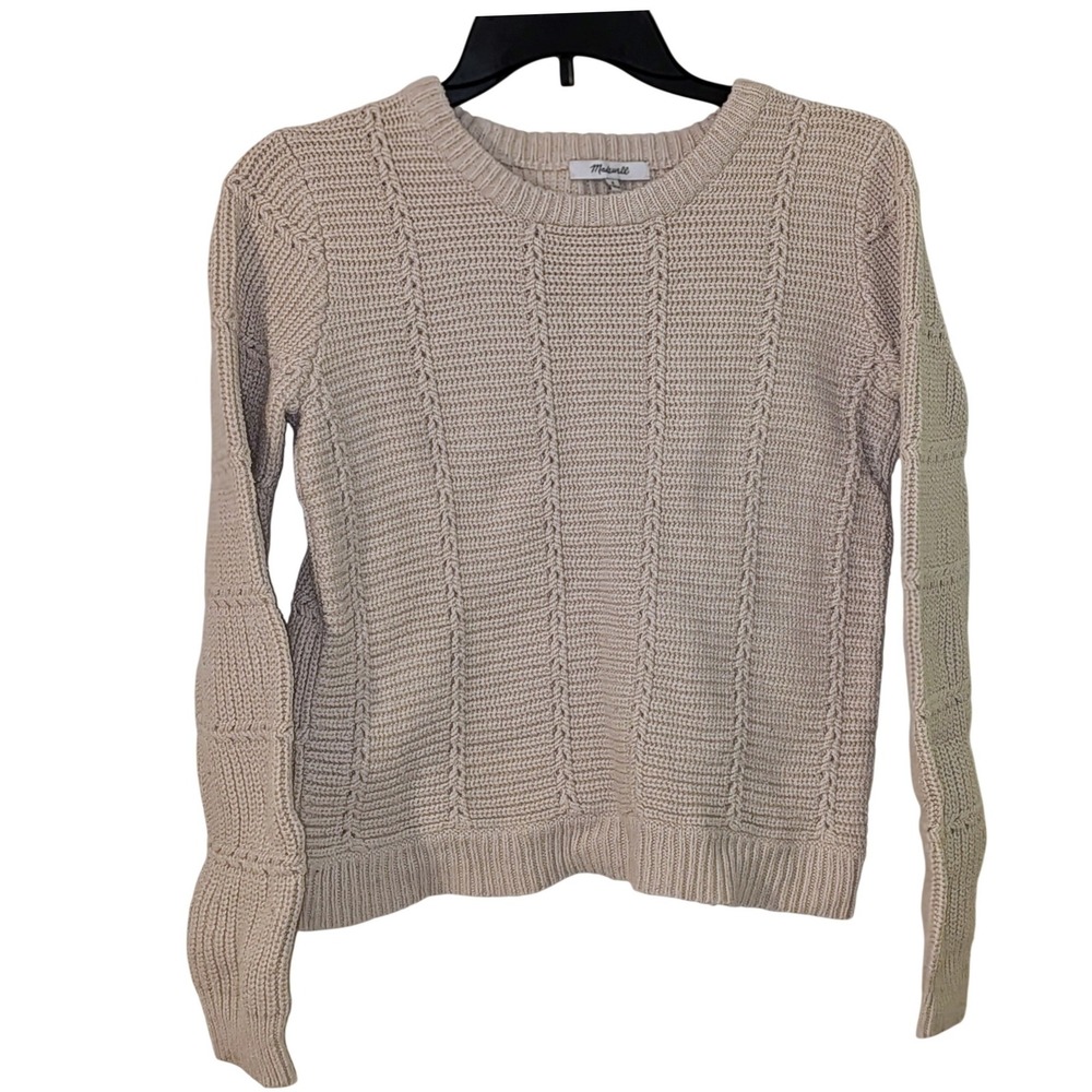 Madewell Cream Knit Textured Pullover Sweater Size Small